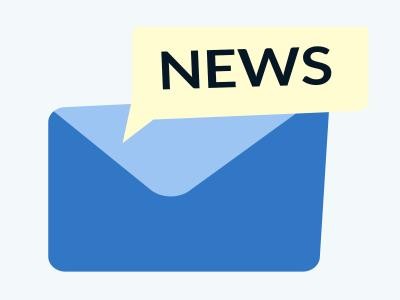 Stilisierte Illustration eines Briefumschlags und dem Wort "News".