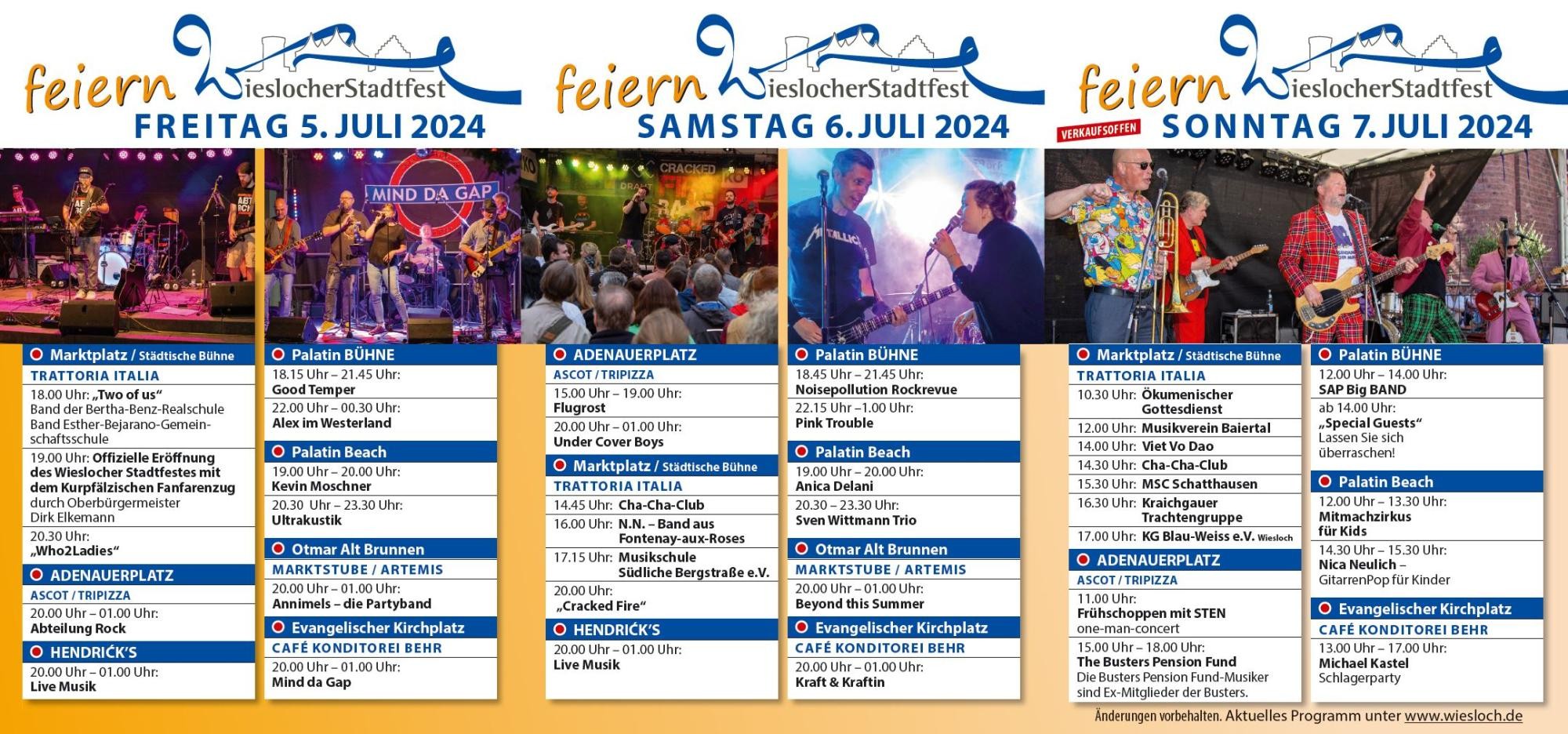 Übersicht des Stadtfest-Programms 2024.