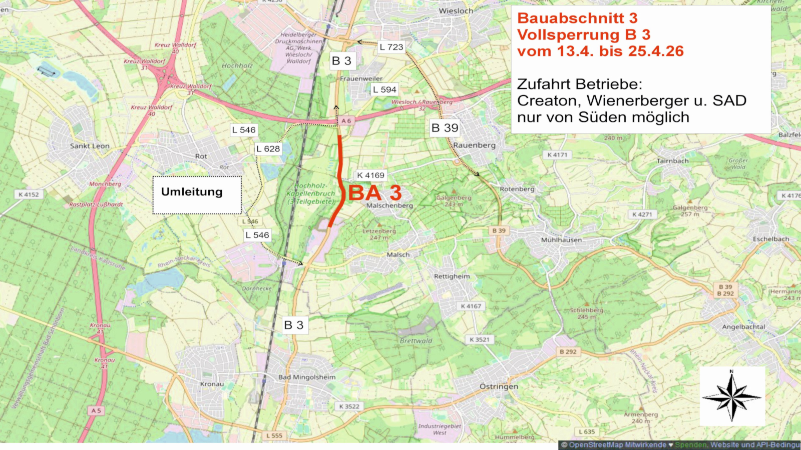 Umleitungsplan 3. Bauabschnitt