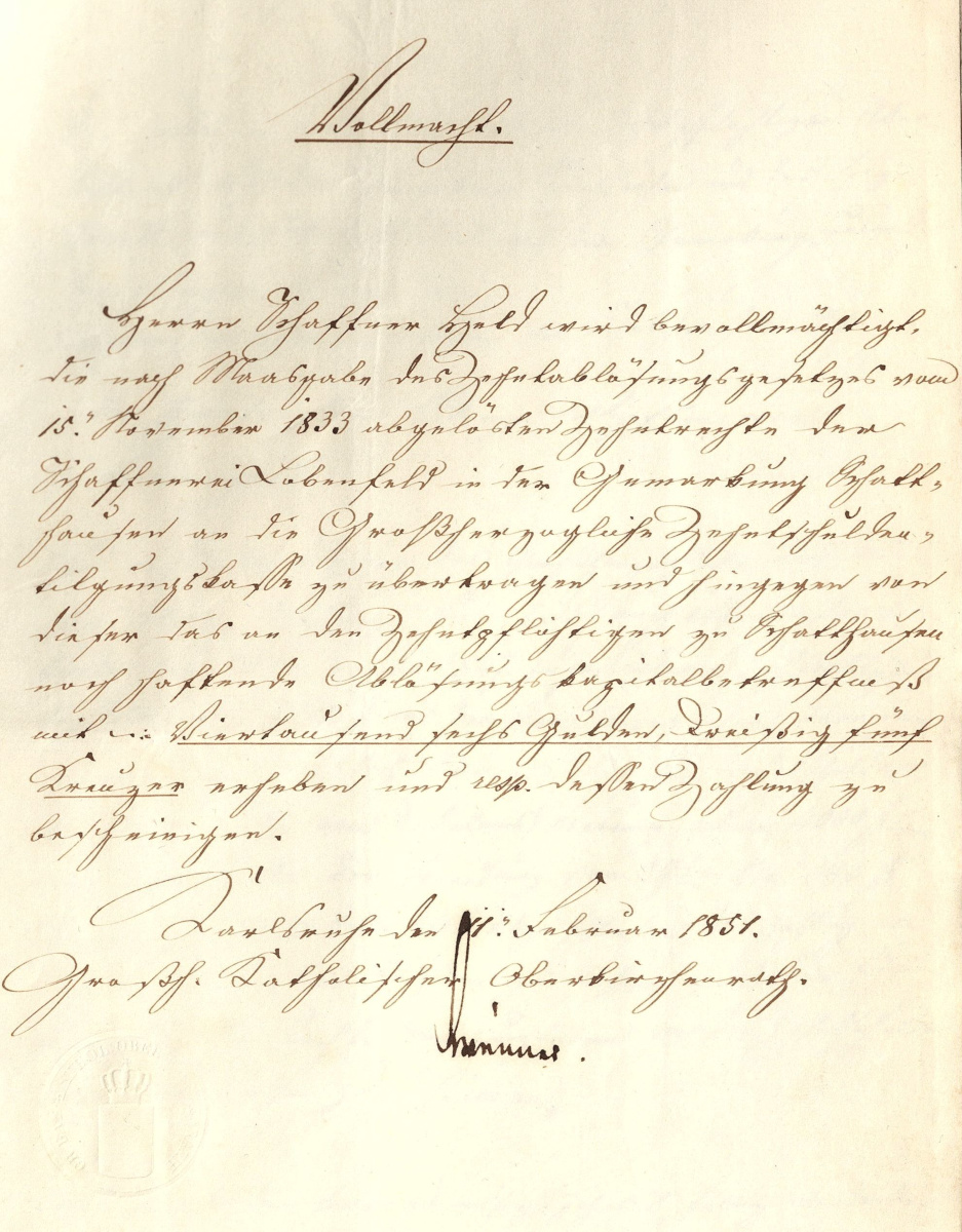 Schreiben von 1851
