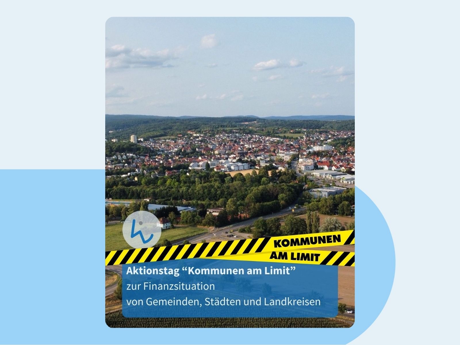 Luftbild von Wiesloch mit dem Logo "Kommunen am Limit"