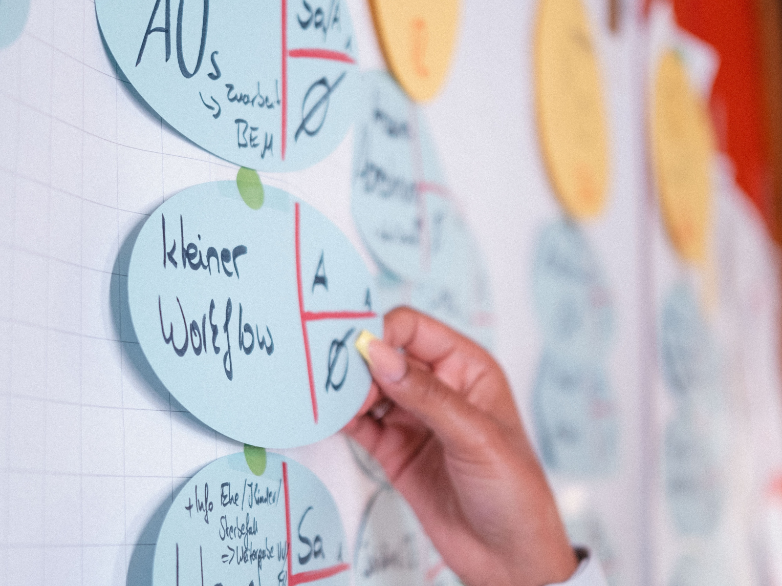 Mitarbeitende arbeitet an einer Organisationsstruktur.